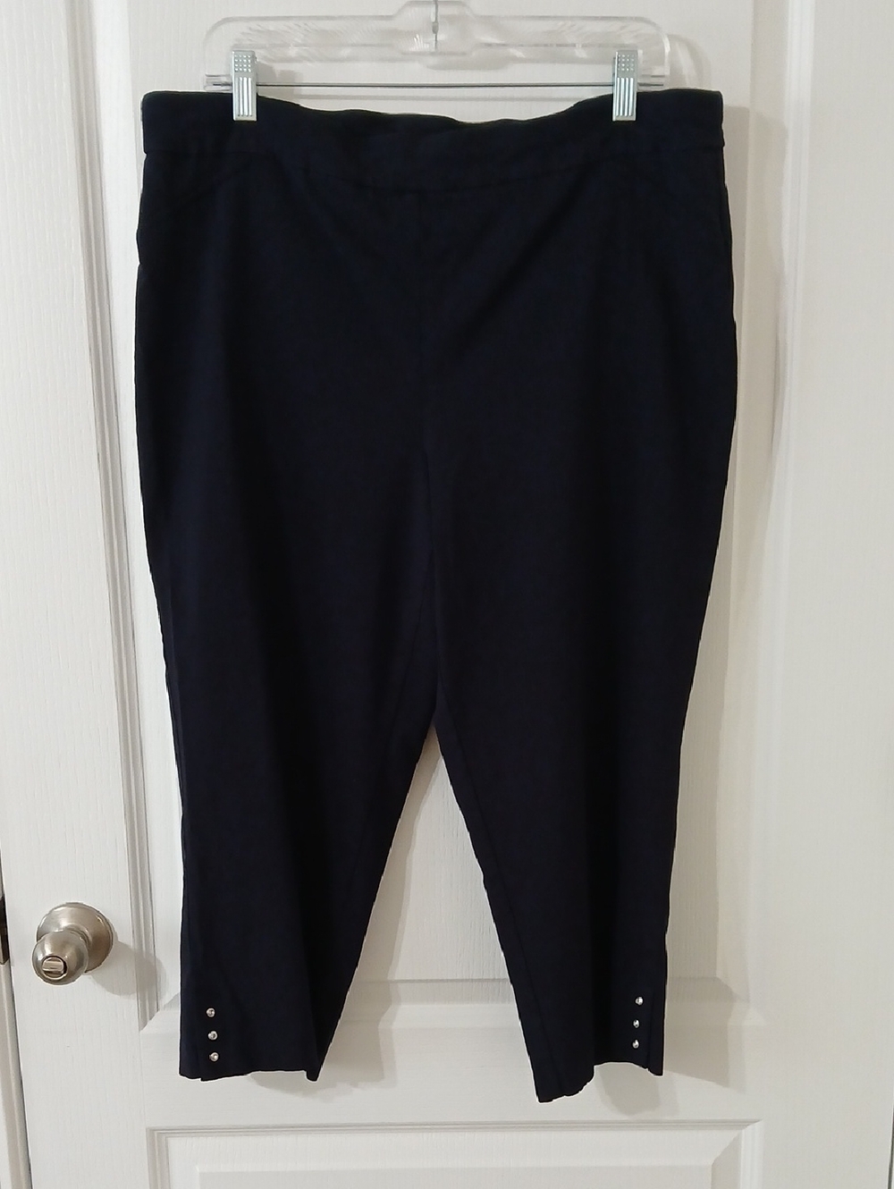 Counterparts Navy Cropped Ankle Pants with Button Trim